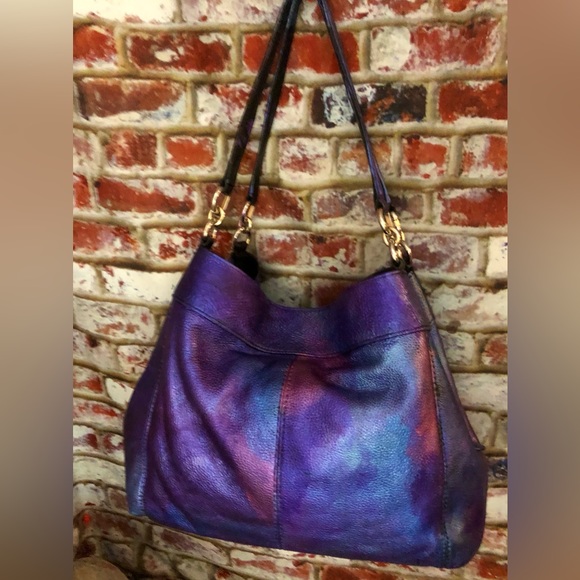 Coach Madison Metallic Multi Color Leather Satchel Shoulder Bag 13. X 6. X 11 - Picture 2 of 15